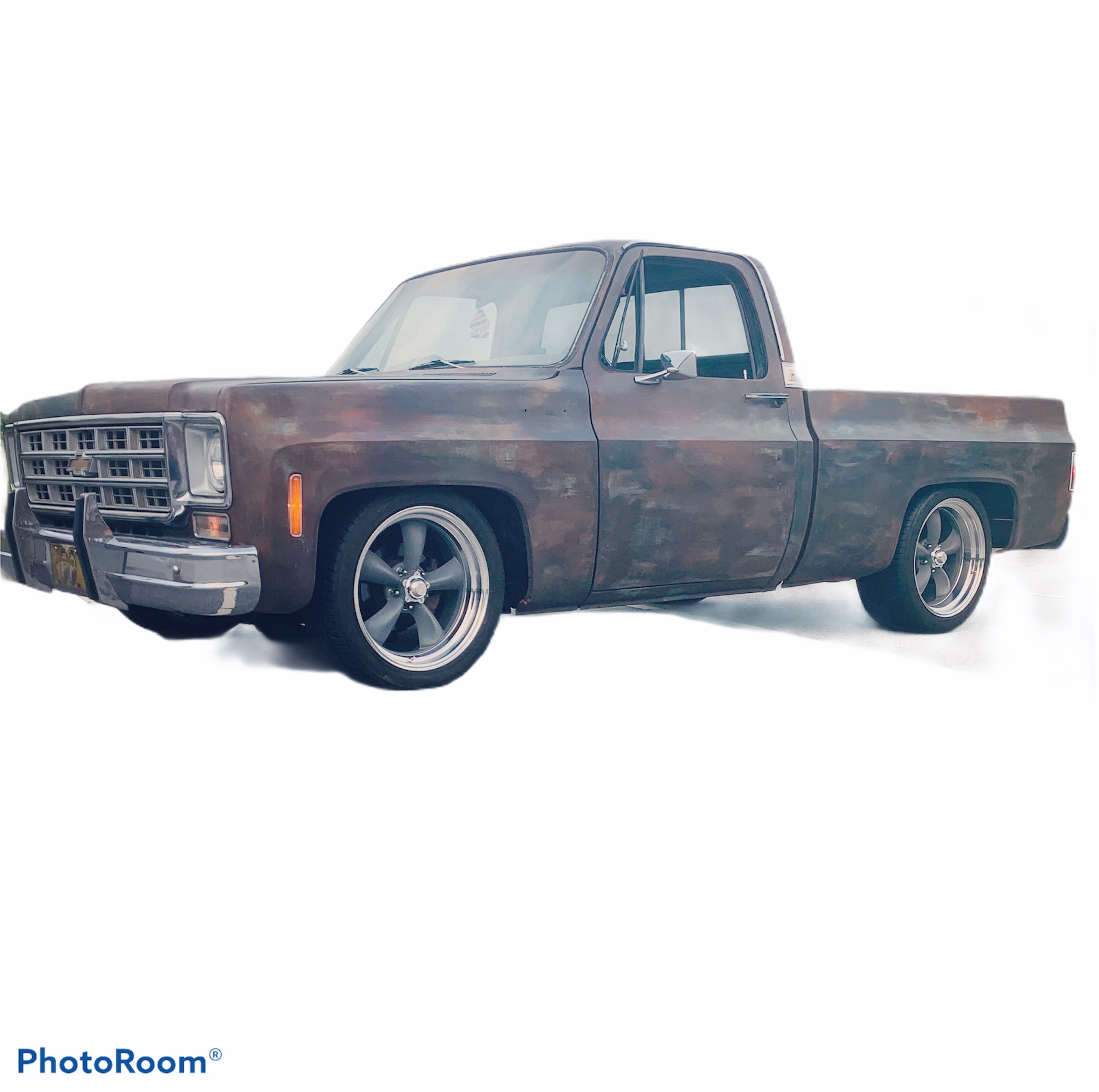 Custom patina paint job on a pickup truck